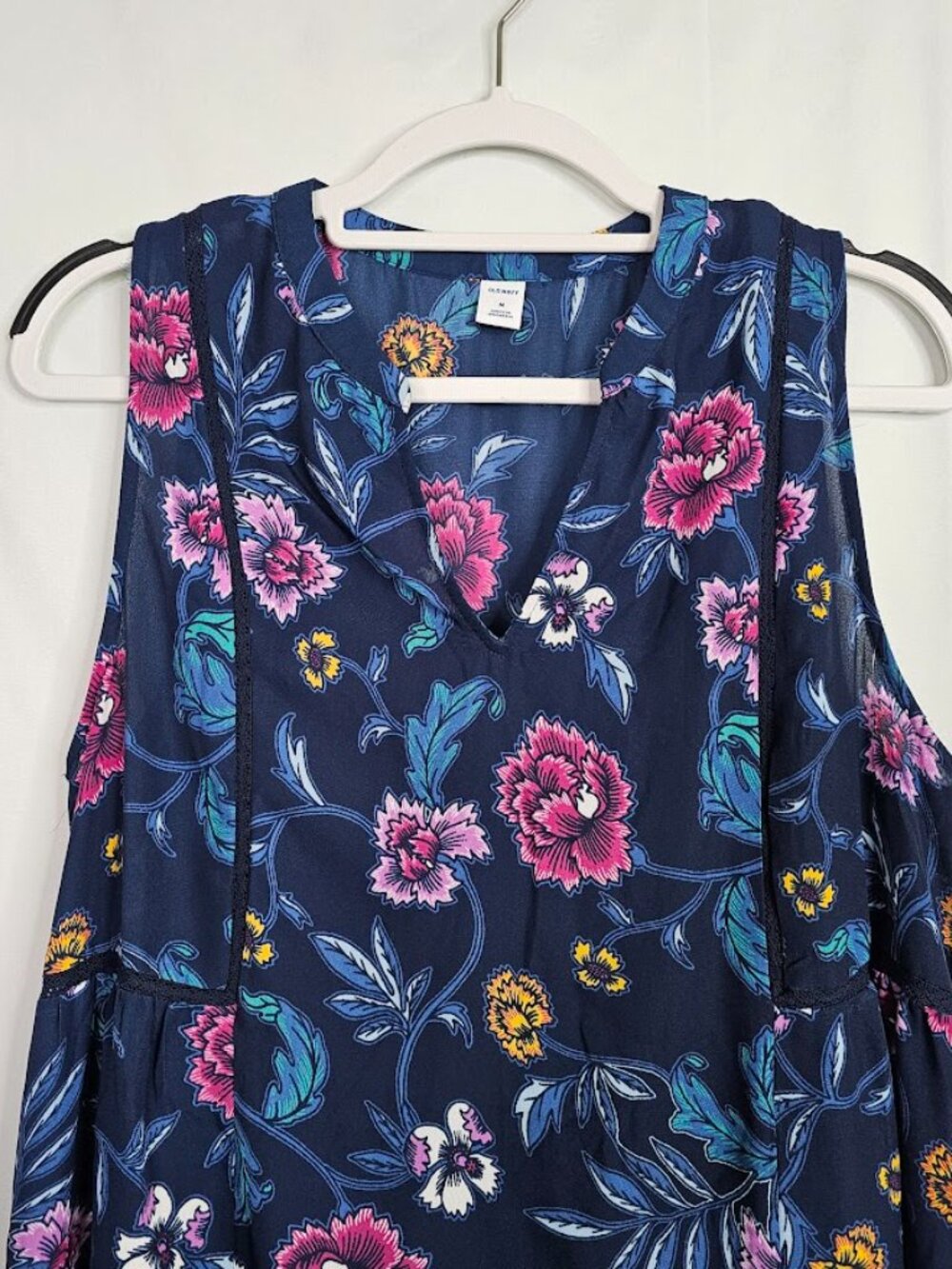 NWT OLD NAVY Shift Dress size M NAVY BLUE w PINK FLORAL Summer Sleeveless Cute! - Picture 4 of 10